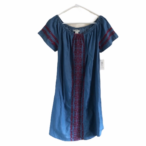 Style & Co. Dresses & Skirts - NWT Style & Co Denim Embroidered Dress Size Small